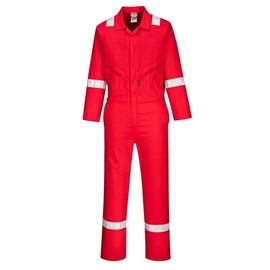 Portwest C814 Iona Cotton Heavy Duty Work Overalls with Reflective Safety Tape, Red, Large