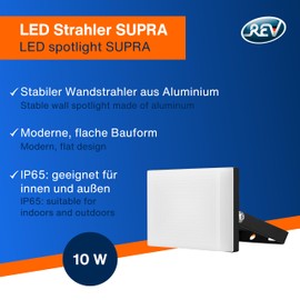 REV SUPRA LED Outdoor Spotlight IP65 LED Lamp 10 W 800 lm 4000 K Wall Lamp Ideal for Yard Driveways, Garages and House Entrances, Anthracite