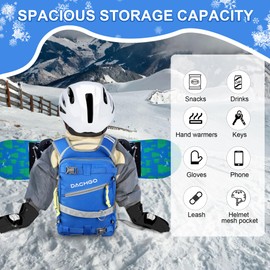 Dachgo Ski and Snowboard Harness with Leash for Kids: Teach Your Child the Fundamentals of Skiing or Snowboarding, Ski Backpack Training Tool Ski Accessories for Kids (Blue)