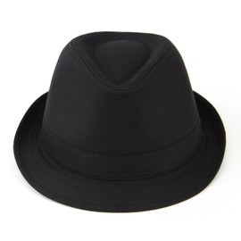 Trendy Mens Womens Unisex Lightweight Cotton Trilby Hat with Black Band, Black, 58cm
