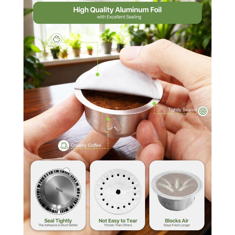 Grasseed Refillable Vertuo Capsule, Reusable Stainless Steel Vertuo Pod Kit