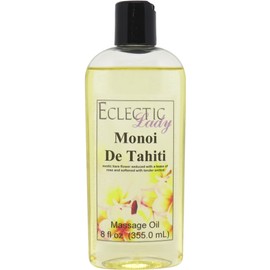 Monoi de Tahiti Massage Oil, 8 oz, With Sweet Almond Oil and Jojoba Oil, Preservative Free, Perfect for Aromatherapy and Relaxation