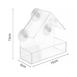 Clear Window Bird Feeder with 3 Strong Suction Cups, Sturdy and Durable Acrylic Bird Feeders for Wild Small Birds only, Acrylic Clear House Shape Design for Garden Outdoor Backyard Little Birds