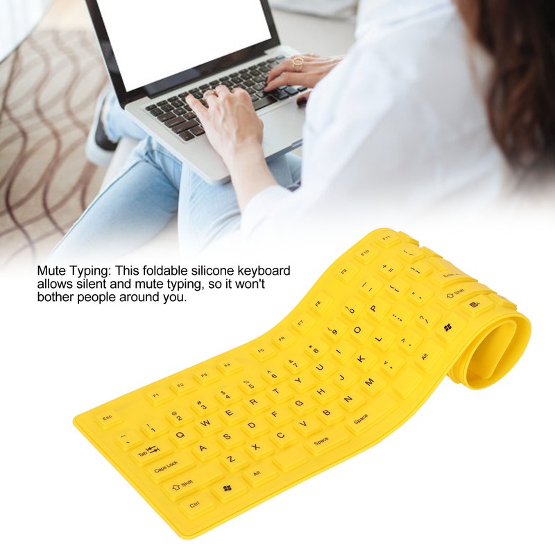 Foldable Silicone Keyboard 108 Keys Silicone Foldable USB Wired Waterproof