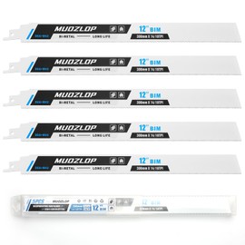 MUOZLOP 5 Pack 300 mm Reciprocating Saw Blades Set, 14/18 TPI Saw Blades for Reciprocating Saw, for Metal Reciprocating Saw Blades (5, 14/18TPI 300 mm)
