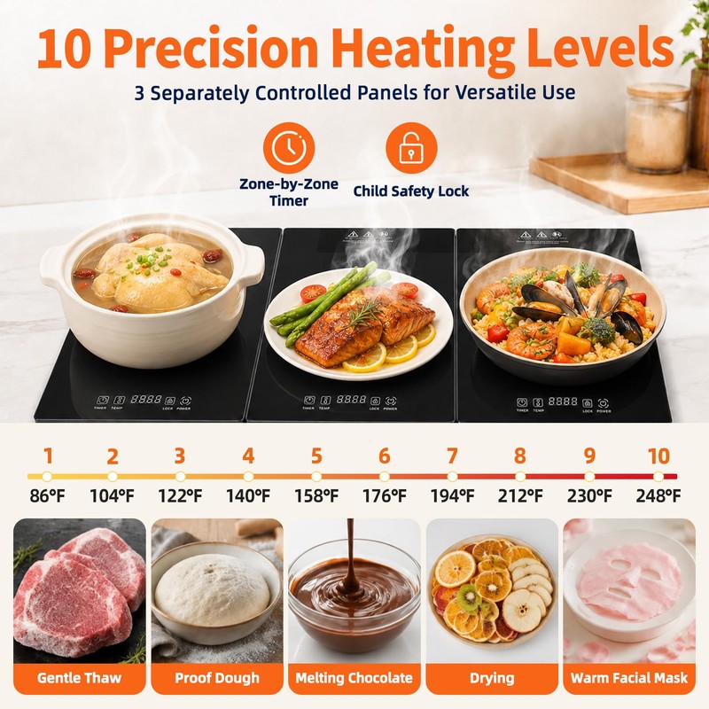 3-in-1 Modular Electric Food Warming Tray, 36 in x 16