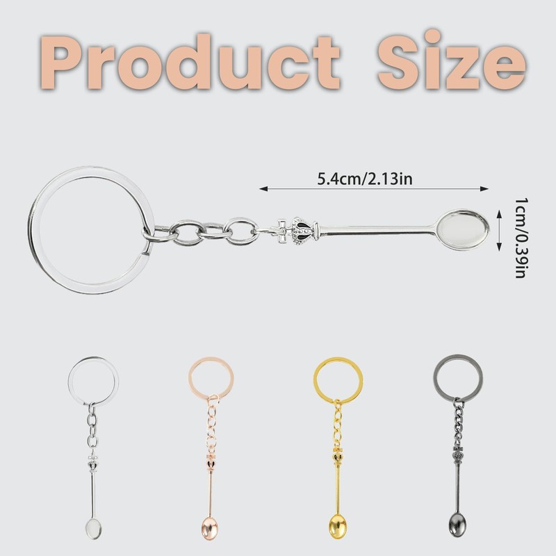 fKiZanthene 4 Colours Mini Spoon Keyring, 5.4cm Tiny Spoon Pendant