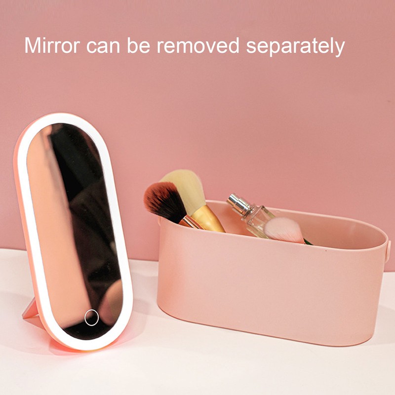 Makeup Case Rotatable Mirror Lid Dimmable LED Light Portable Cosmetic