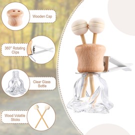 Zubebe 30 Pack Car Air Freshener Diffuser with Vent Clip Empty Car Diffuser Bottles for Essential Oil Perfume Glass Bottle with Wooden Caps Stick(Flower)
