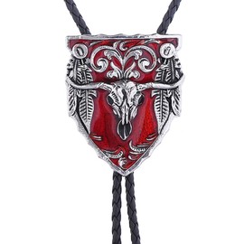 HUABOLA CALYN Bolo tie Men- Native American Western Cowboy Rodeo Longhorn bull Bolo ties