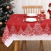 ROYGROW Square Christmas Tablecloth 52x52 with Tree Decorations, Red Snowflake