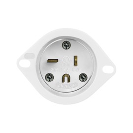 ENERLITES Straight Blade Flanged Inlet, NEMA 6-20, 20A 250VAC, Commercial & Industrial Grade, 2 Pole, 3 Wire, UL Listed, 66233-W, White
