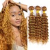 Light Brown Honey Blonde Deep Wave Human Hair Bundles 14-18