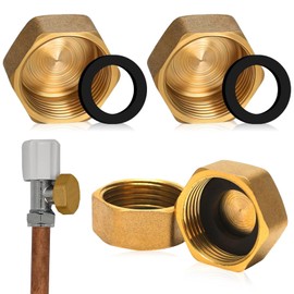 4 Pcs Brass End Cap, Internal Thread Brass Spigot Cap with Washers 1/2" Brass Blanking Nut Cap, Plumbing Fittings for Washing Machine Radiator Valve faucets Tap, Central Heating Pipework