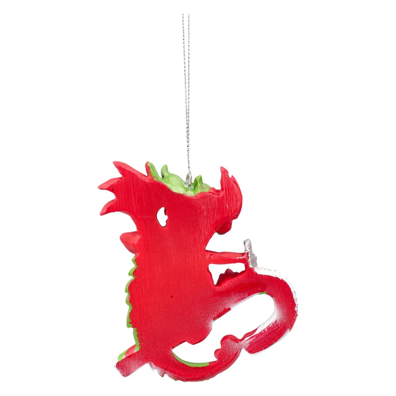 Fairy Tale Dragon on Candy Cane 10cm - Red Green