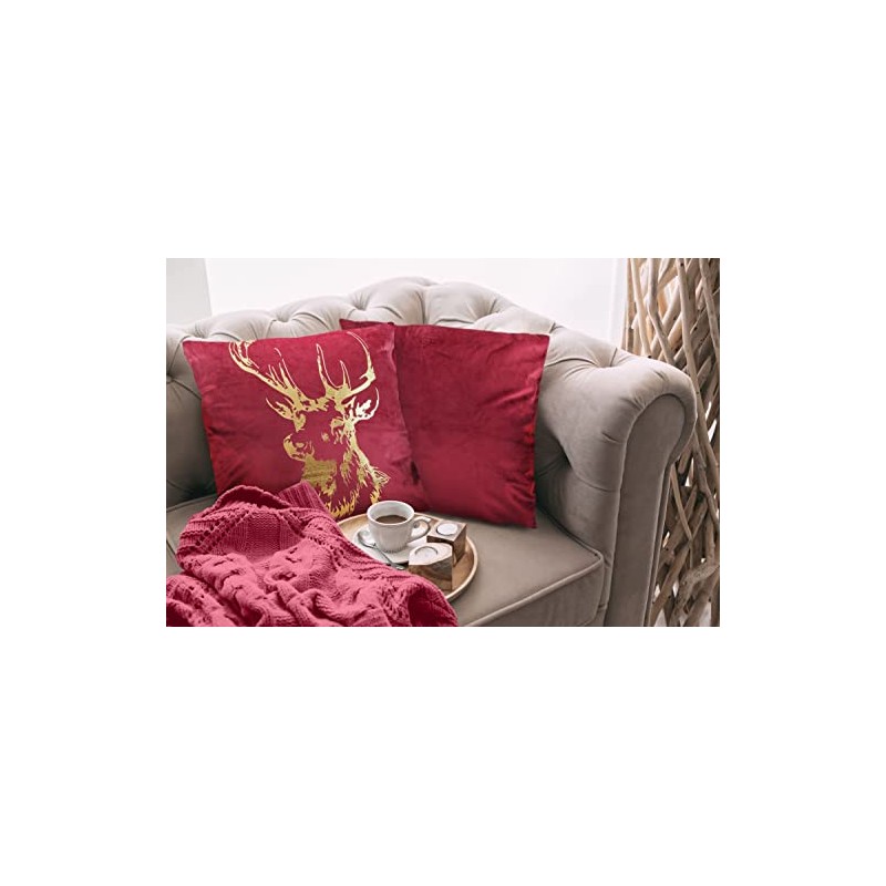 Emma Barclay Velvet Stag - Large Soft Plush Velvet Cushion