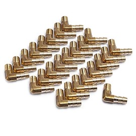 LTWFITTING LF 90 Deg Elbow Brass Barb Fitting 5/16" Hose Barb x 1/8" Male NPT Thread Fuel Boat Water (Pack of 25)