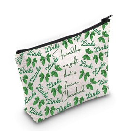 MEIKIUP Links Sorority Makeup Bag Links Sorority Gift Green & White Canvas Bag Friendship and Service Gift Sisterhood Welcome Bag (Links 1946 bag)