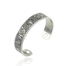 Silver Cuff Bracelet For Women - Silver Bangles For Women, Silver Arm Cuff, Tree of Life Open Bracelet, Indian Bangles For Womens,Tibetan Carved Open Cuff Bracelet,Ethnic Style Retro Wide Band Bangle