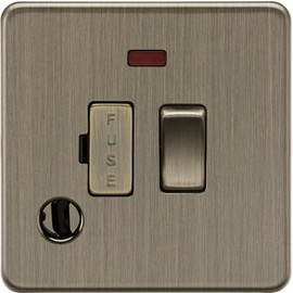 Knightsbridge 13A Switched Fused Spur with Neon and Flex Outlet - Antique Brass