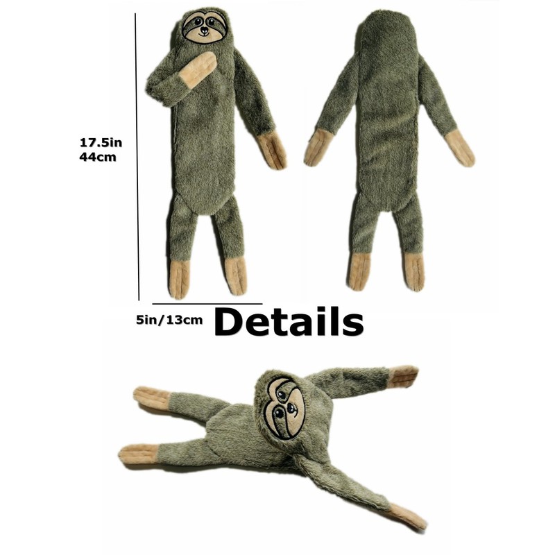 Artinova Dog Toys Squeaky Crinkle Sloth, 1 Pack. No Stuffing
