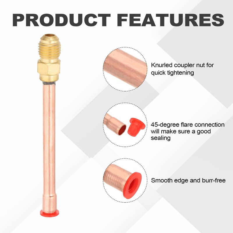 sourcing map 1/4" SAE 45 Degree Brass Pipe Fitting, 5
