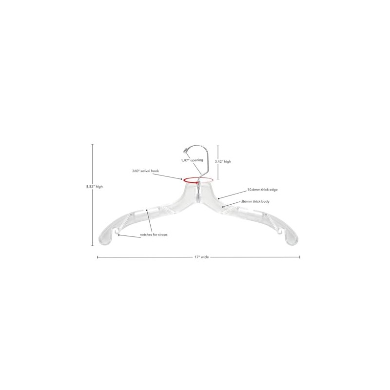 NAHANCO 505 Plastic Dress Hanger, Middle Heavy Weight, 17", Clear