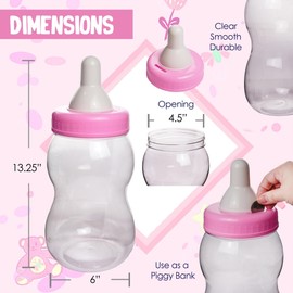 13" Jumbo Fillable Baby Shower Bank Plastic Decoration Centerpiece (Pink, 13")