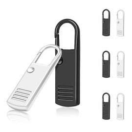 CooBigo 8 Pack Metal Zipper Pulls, Detachable Zipper Slider Replacement for Luggage Backpack, Black + Silver