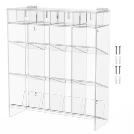 Tube Rack Clear Acrylic 12 Compartment 15.37" x 17.75" Wall Mount with Hanging Hardware or Countertop Clinics Hospitals Food Industry and Pharmaceutical Easy Access Lightweight by Marketing Holders