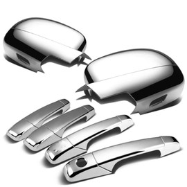 S SIZVER Triple Chrome Plated Side Door Mirror+4DR Handle Cover Overlay Compatible With 2007-2013 Chevy Silverado Sierra 1500/2500HD/3500HD Tahoe Yukon Suburban Avalanche Escalade