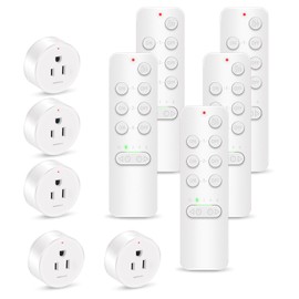 Remote Control Outlet, GREENCYCLE Remote Timer Switch, Plug in Light Switch Outlet, 500ft Range, 15A/1500W, for Lights, Fans, Christmas Lights, Household Appliance, 5Remotes 5Outlets