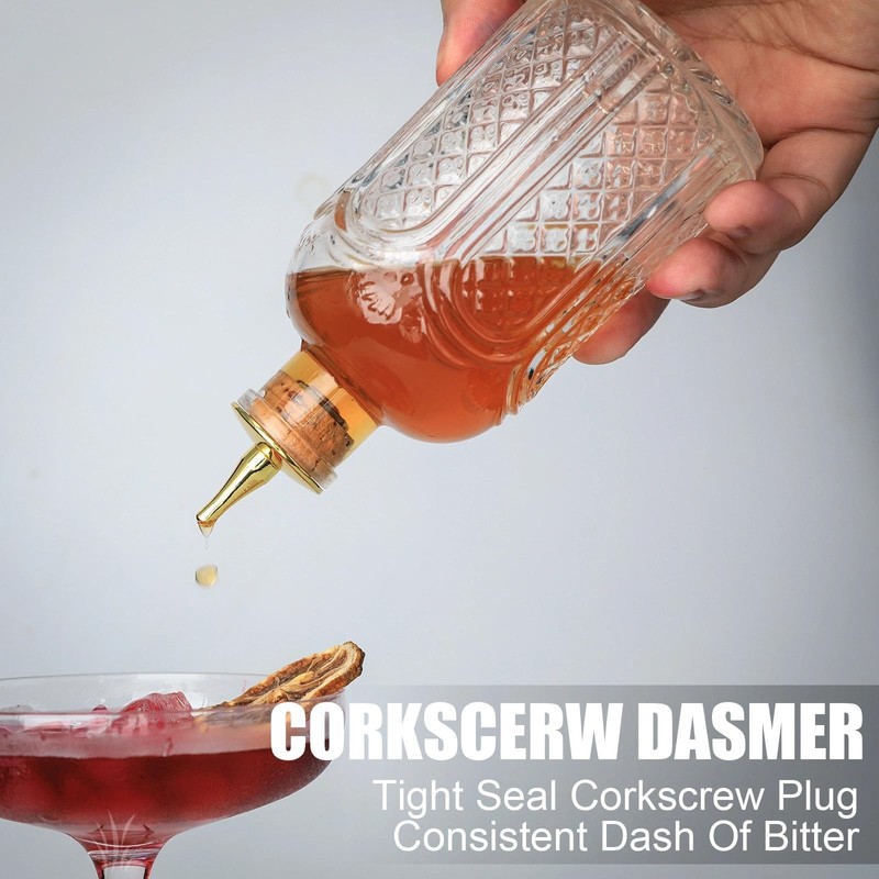 Dasher Tops,Glass Bottle Stoppers, Plastic Funnel for Bitters Bottle (4
