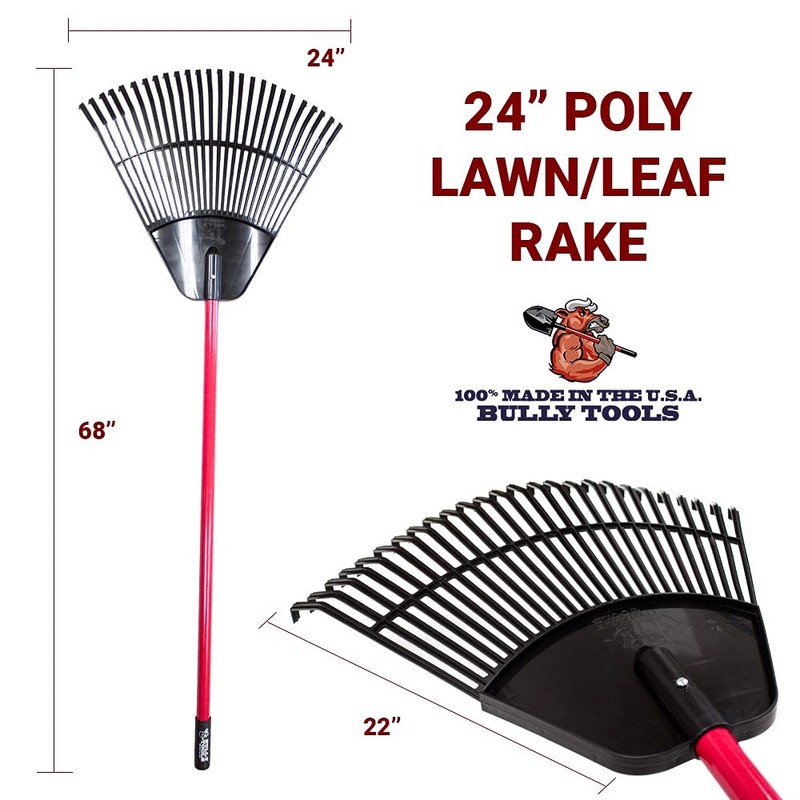 Bully Tools Poly Lawn and Leaf Rake - Fiberglass Handle,
