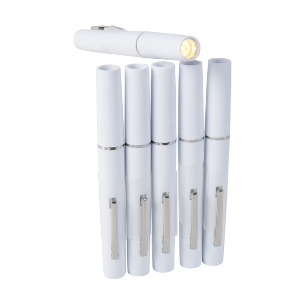 MABIS Reusable Penlights for Medical or Personal Use, White, 6 Count