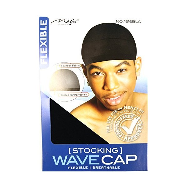 Magic Stocking Wave Cap by Magic collection #1515-12 pieces, Hair protection, flexible, breathable, kids, adults, comfortable material, soft material, large, extra large, keeps your hair in place