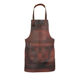 Leathershire Dark Brown Full Grain Leather Apron Butcher Apron -Cook Apron -BBQ Apron -Cooking Apron - Wood work Apron - Cheff Apron - BBq Grill Gift - DIY Apron - Grill Apron