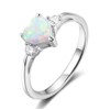 ACEFEEL 925 Sterling Silver Heart Shaped White Opal Engagement Promise