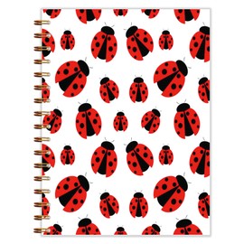 Qnhij Ladybug Spiral Notebook 5.5x8.3, Ladybird Notebook, Ladybug Gifts for Women Journal, Lady Bugs Gifts Women Journal