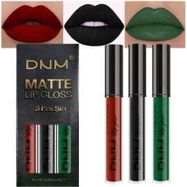 evpct DNM 3Pcs Dark Black Emerald Green Red Matte Liquid Lipstick Lip Stain Sets for Women Matte+Lipstick Long Lasting 24 hr Hours Magic Lipstick 24 Hours original Waterproof 20#