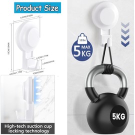 White Powerful Suction Cup Hooks, 2Pcs Shower Wall Towel Suction Hooks,Vacuum Suction Shower Hooks,Vacuum Suction Hooks Shower Suction Hooks,Heavy Duty Shower Suction Hooks Bathroom Suction Hooks