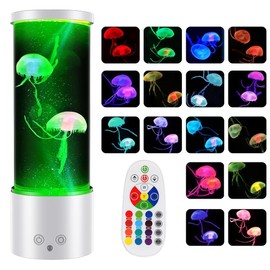 Jellyfish Lamp, KIKILIVE LED Jellyfish Tank Table Lamp with 17 Color Changing, Remote Control, Dimmable Night Light Table Lamp Gift for Kids, for Home Office Christmas Birthday Decoration
