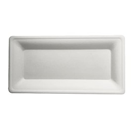 PAPSTAR Pure Rectangular Sugarcane Plate, 130 x 260 mm Sugarcane Compostable