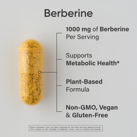 Sports Research Berberine - Herbal Ayurvedic Metabolic Health Support - 500 mg - 60 Capsules - Vegan Certified, Gluten-Free, Non-GMO