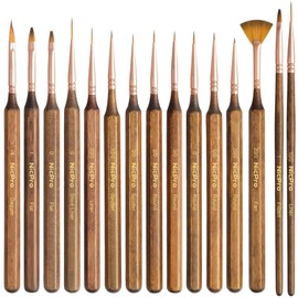 Nicpro 15 PCS Extreme Miniature Paint Brushes, Fine Tip Micro Model Detail Paint Brush Set with Container for Acrylic, Watercolor, Oil, Paint by Numbers, Craft, Models, Miniatures