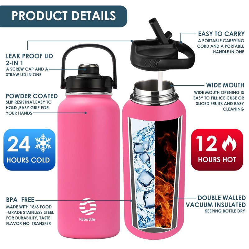 Fjbottle - Botellas de agua aisladas de acero inoxidable de