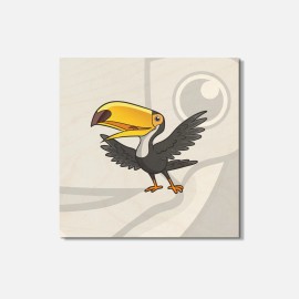 Unbranded Happy Toucan Parrot Animal 4'' X 4'' Square Wooden Coaster