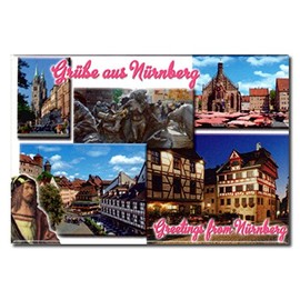 Photo Magnet Greetings from Nuremberg, Decorative Souvenir Fridge Magnet, Approx. 8 x 5.4 cm