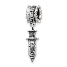 The Black Bow Sterling Silver Syringe Dangle Bead Charm