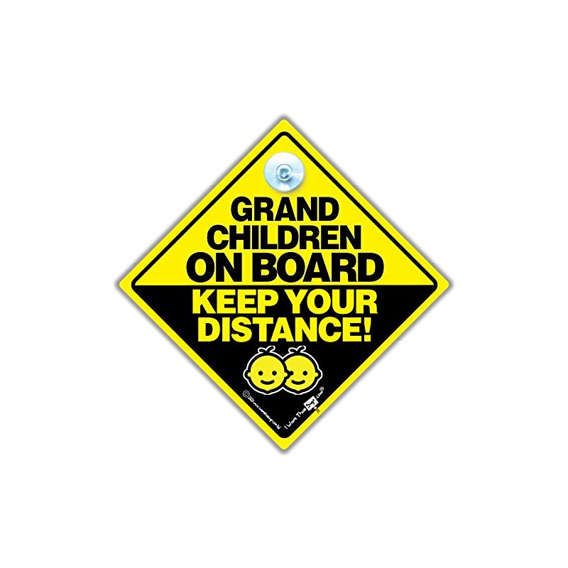 Grandchildren On Board Keep Your Distance Car Sign Suction Cup